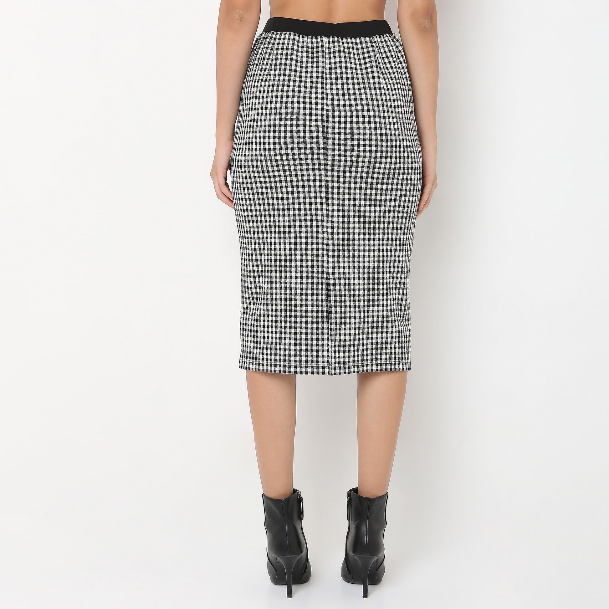 Slim Fit Skirt With Checkered Print