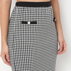 Slim Fit Skirt With Checkered Print