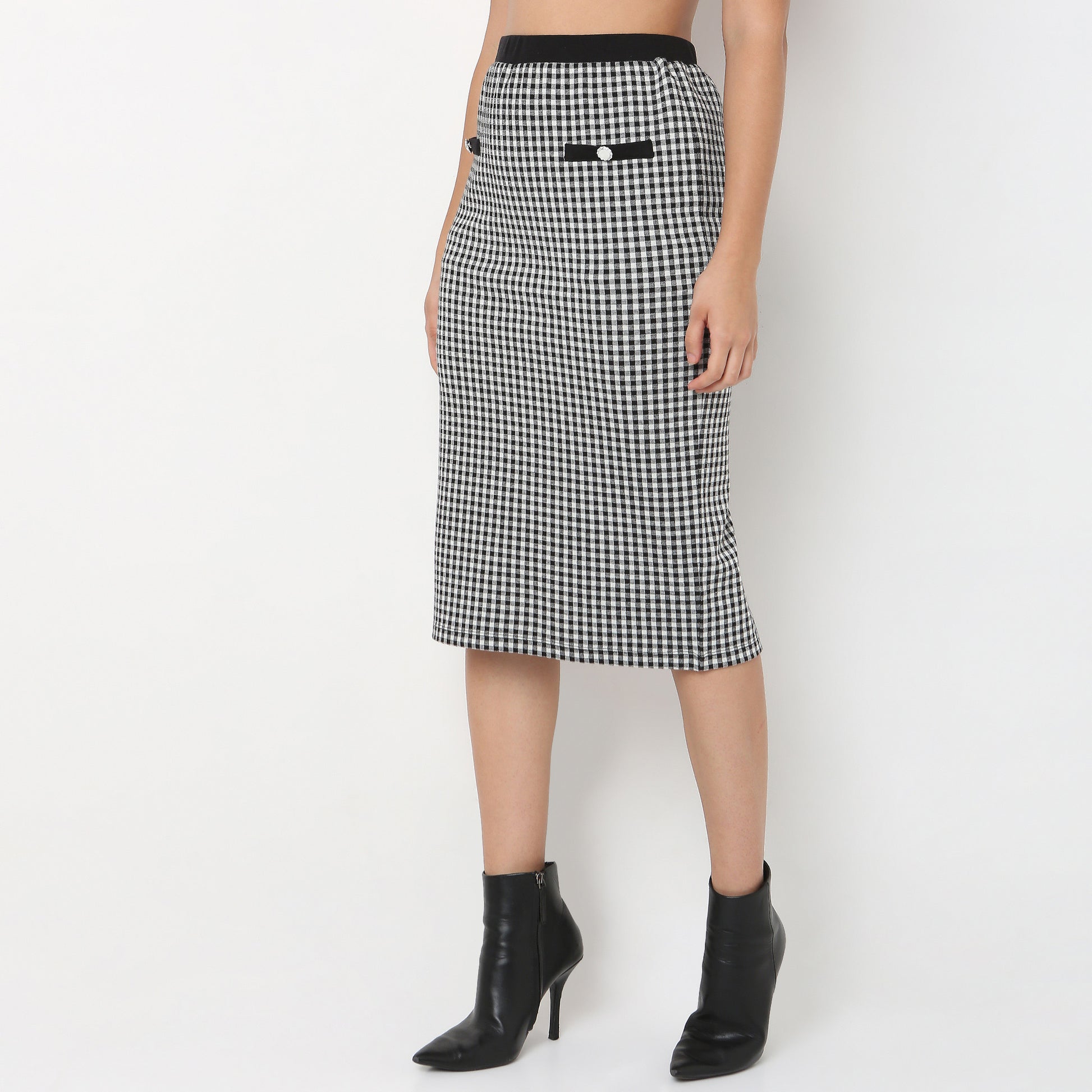 Slim Fit Skirt With Checkered Print