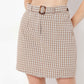 Slim Fit Checkered Above Knee High Rise Skirt