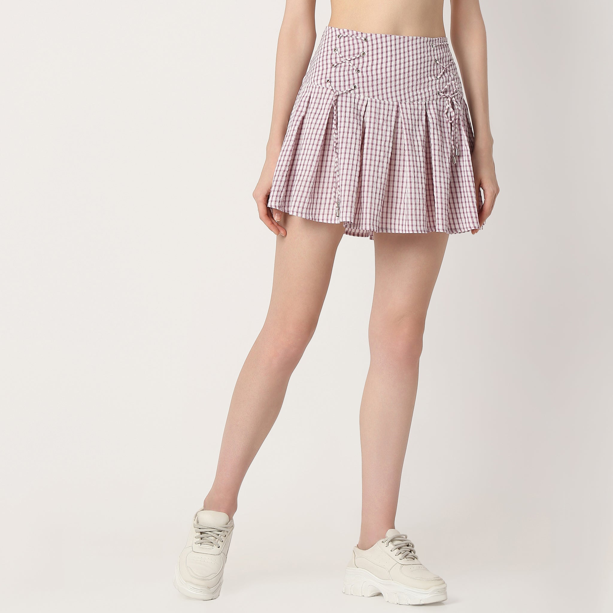 Flare Fit Pleats High Rise Skirt