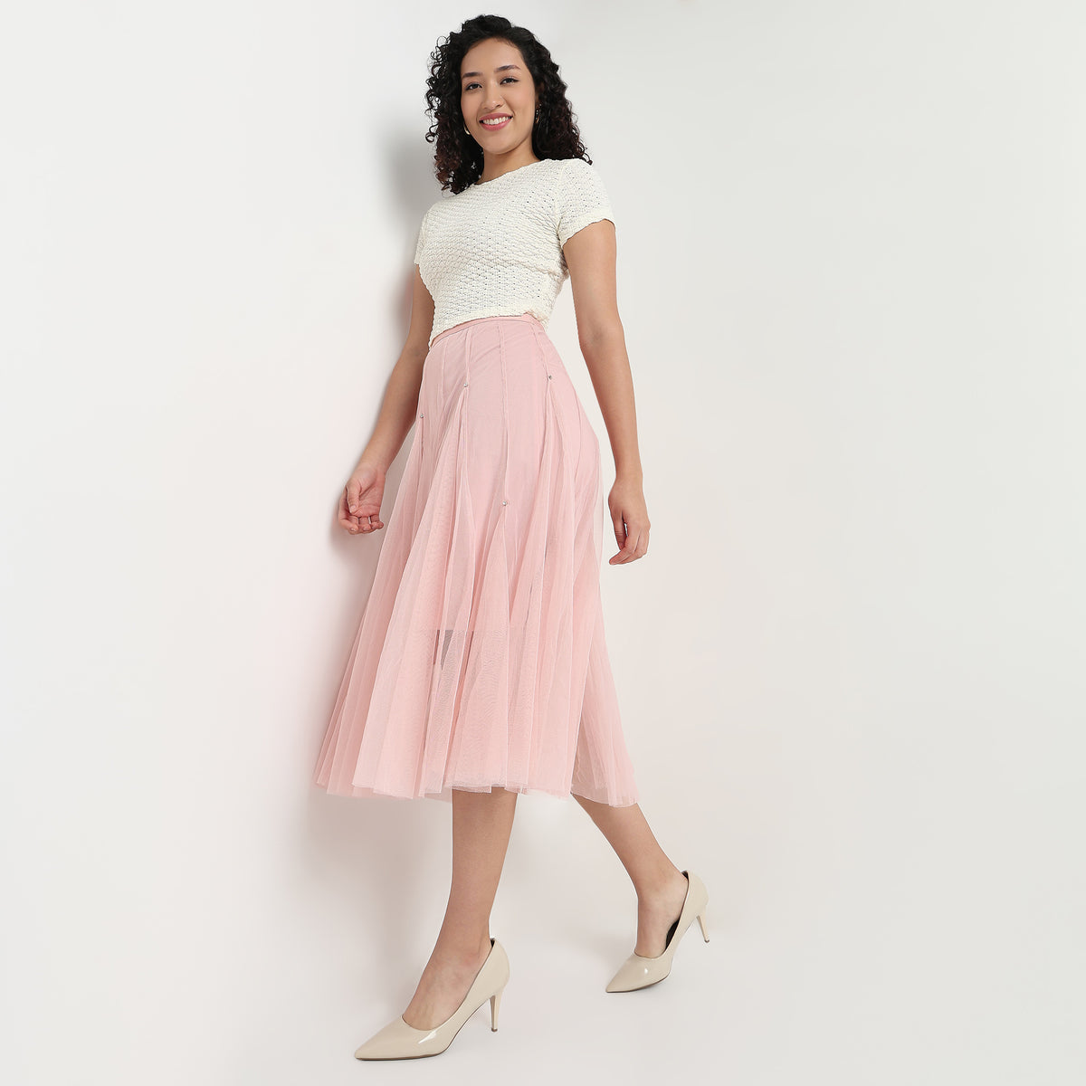 Buy Women Flare Fit Solid Knee Length High Rise Skirt  - Style Union