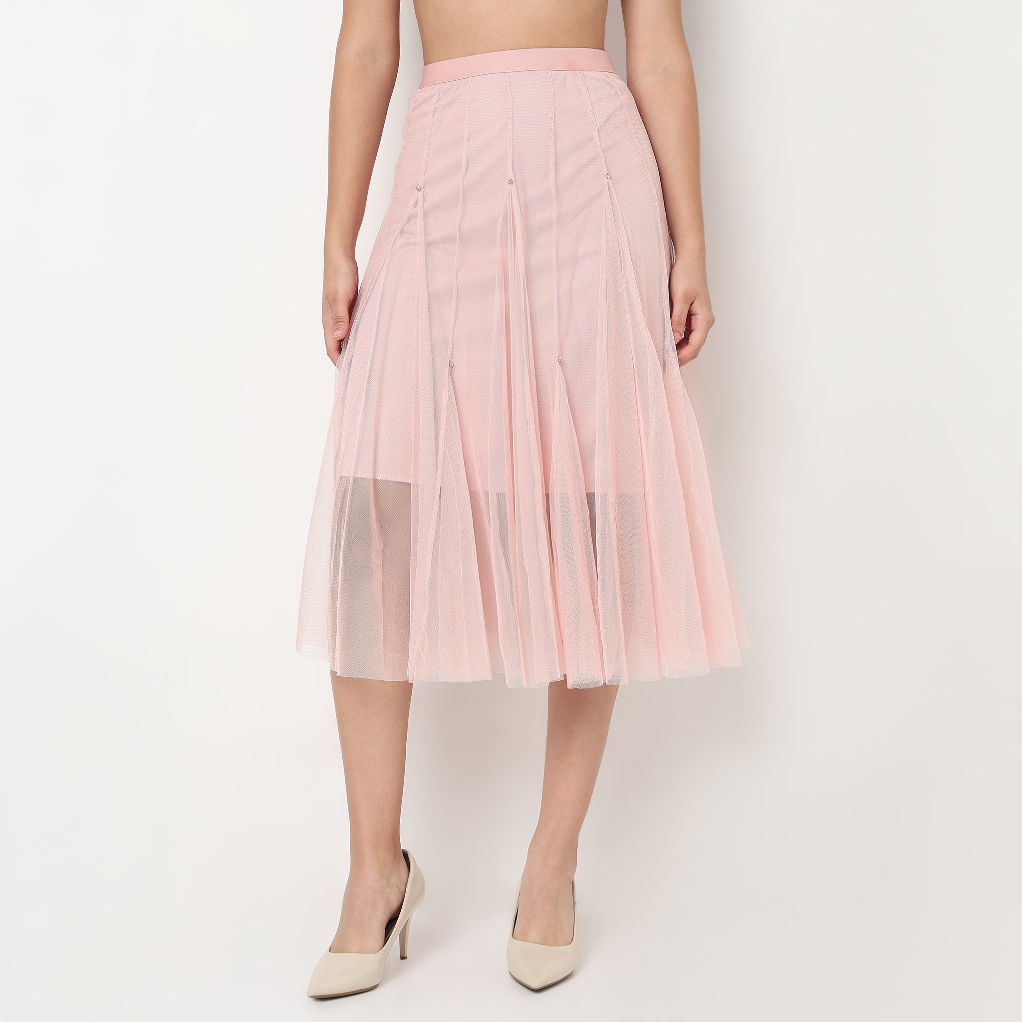 Buy Women Flare Fit Solid Knee Length High Rise Skirt - Style Union