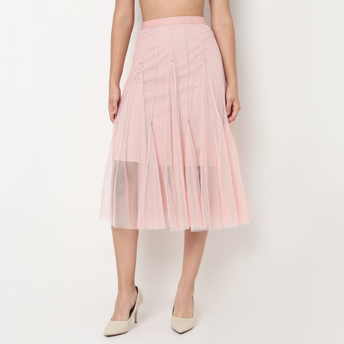 Buy Women Flare Fit Solid Knee Length High Rise Skirt  - Style Union