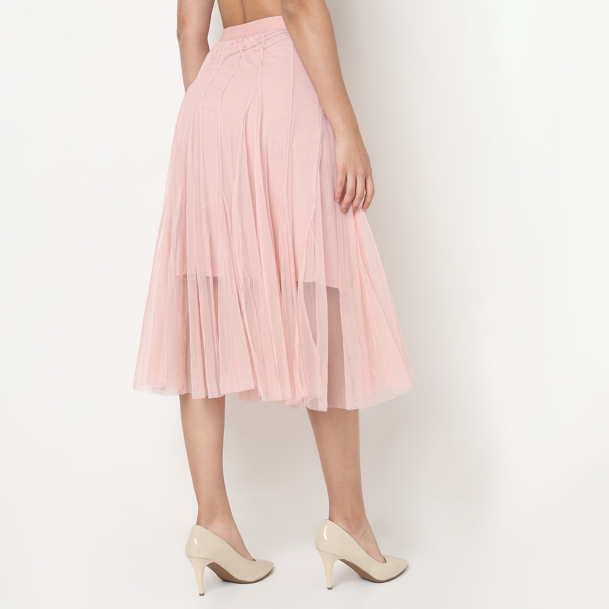 Buy Women Flare Fit Solid Knee Length High Rise Skirt  - Style Union