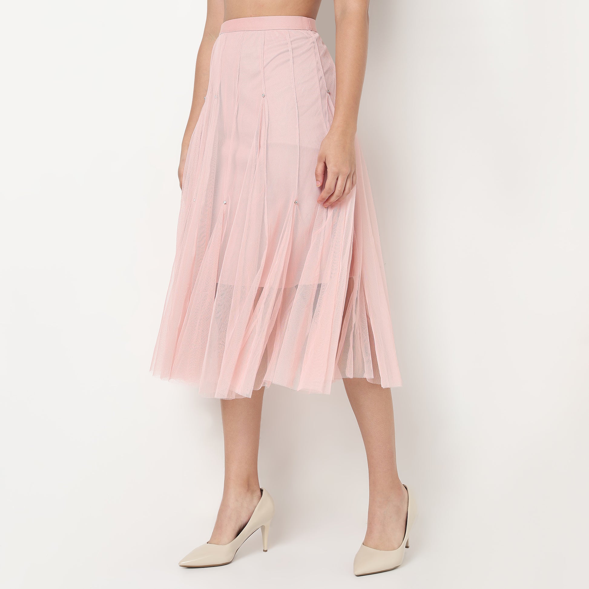 Buy Women Flare Fit Solid Knee Length High Rise Skirt  - Style Union