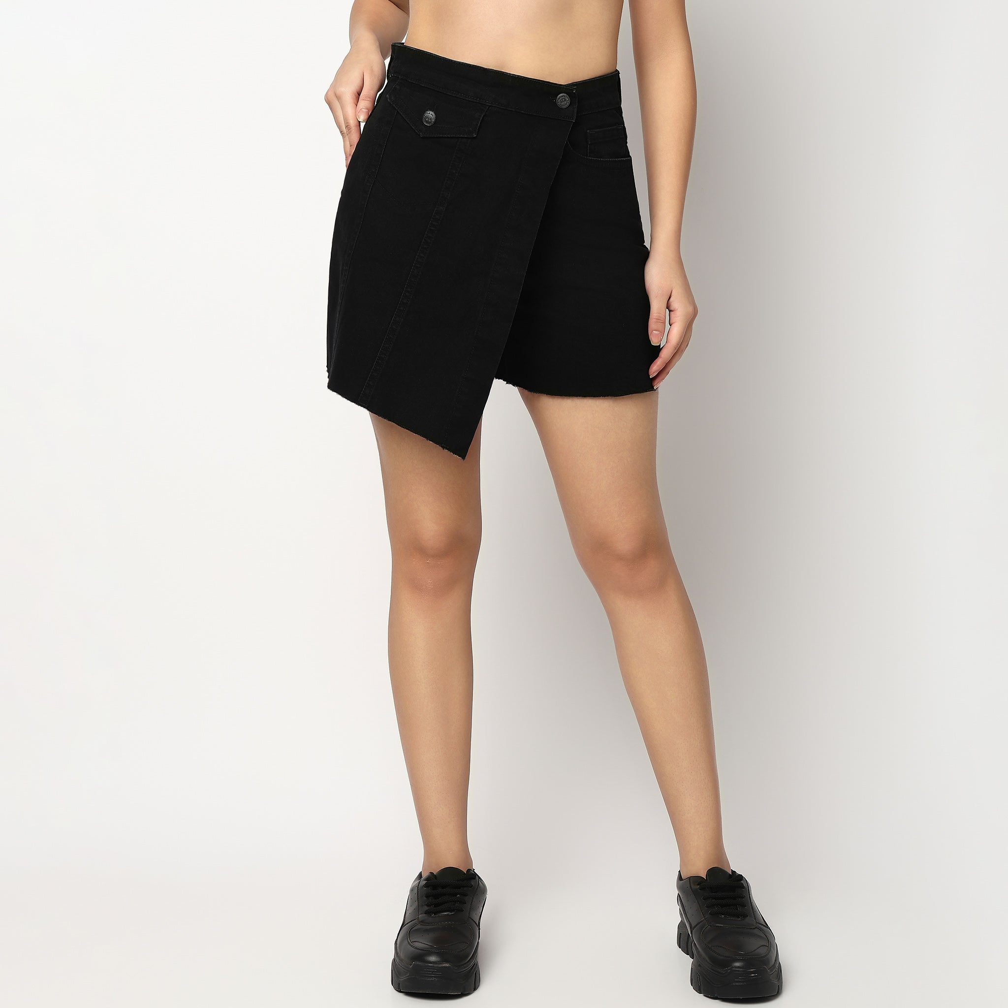 Buy Women Slim Fit Solid Short Length High Rise Skirt  - Style Union