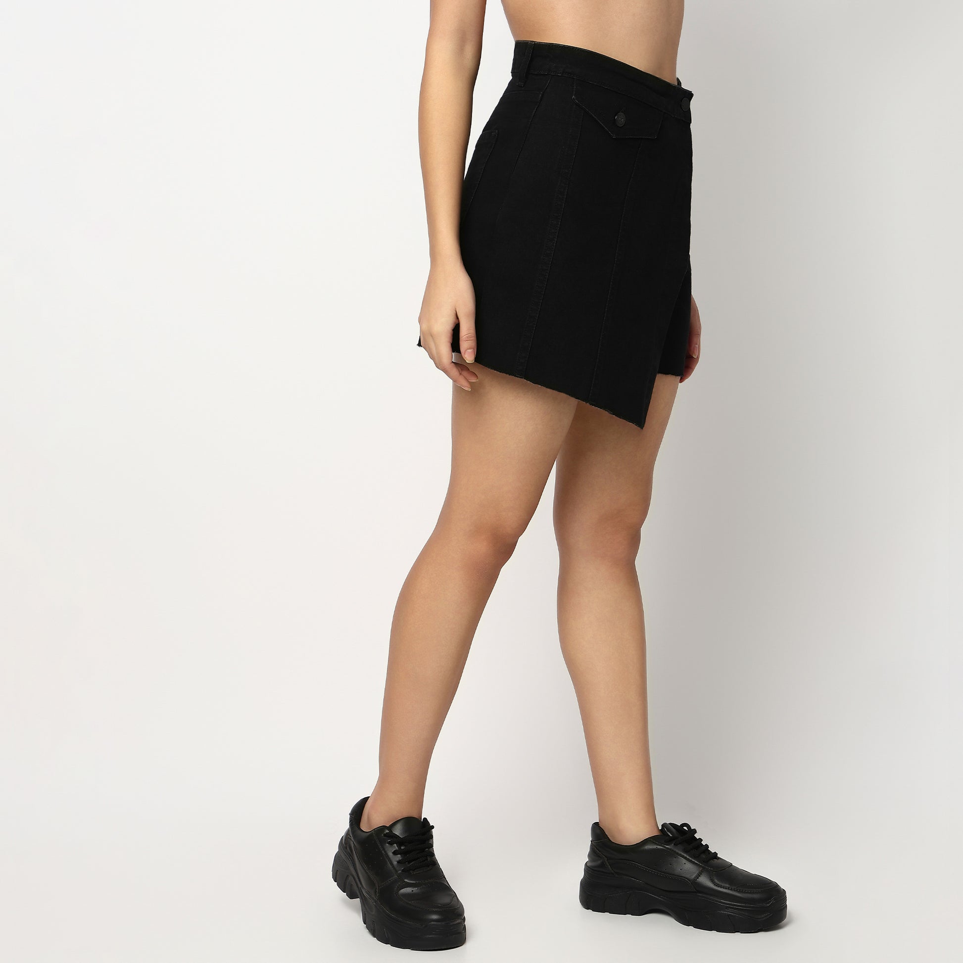 Buy Women Slim Fit Solid Short Length High Rise Skirt  - Style Union