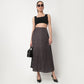 High Rise Midi Skirt With Polka Dot Print