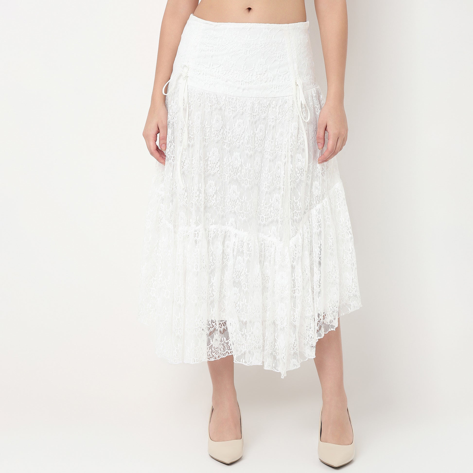 Order Now Women Lace Relaxed Flare Fit High Rise Western Wear Skirt by Style Union
