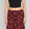 Checkered Ruched Skirt With Handkerchief Hem