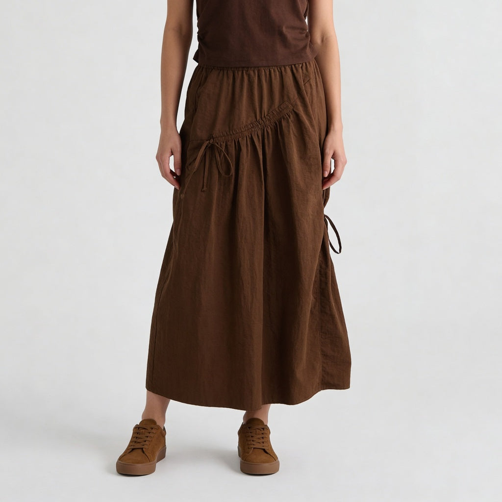 High Rise Flared Ruched Detail Skirt