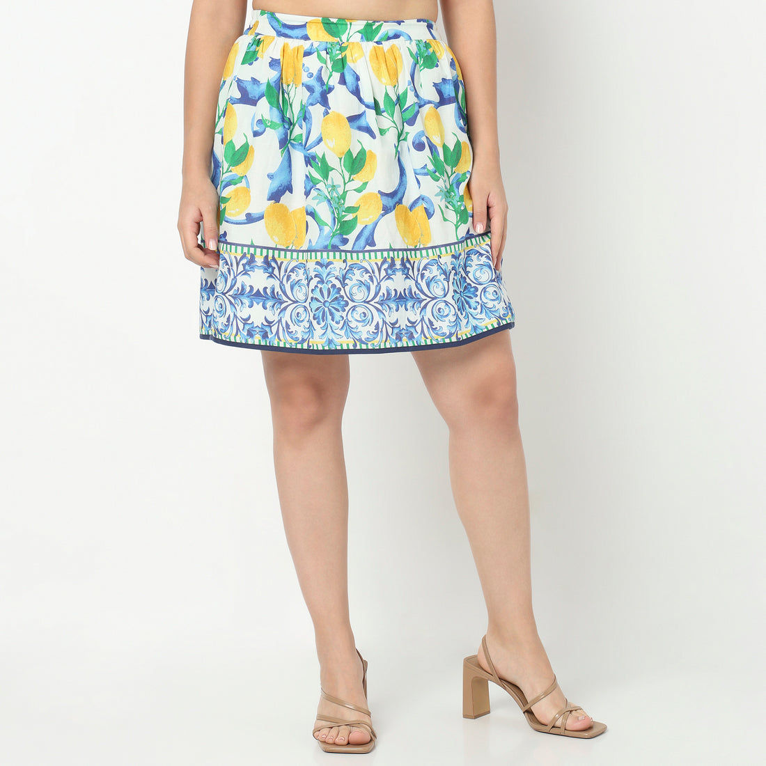 Printed Flared High Rise Skirt