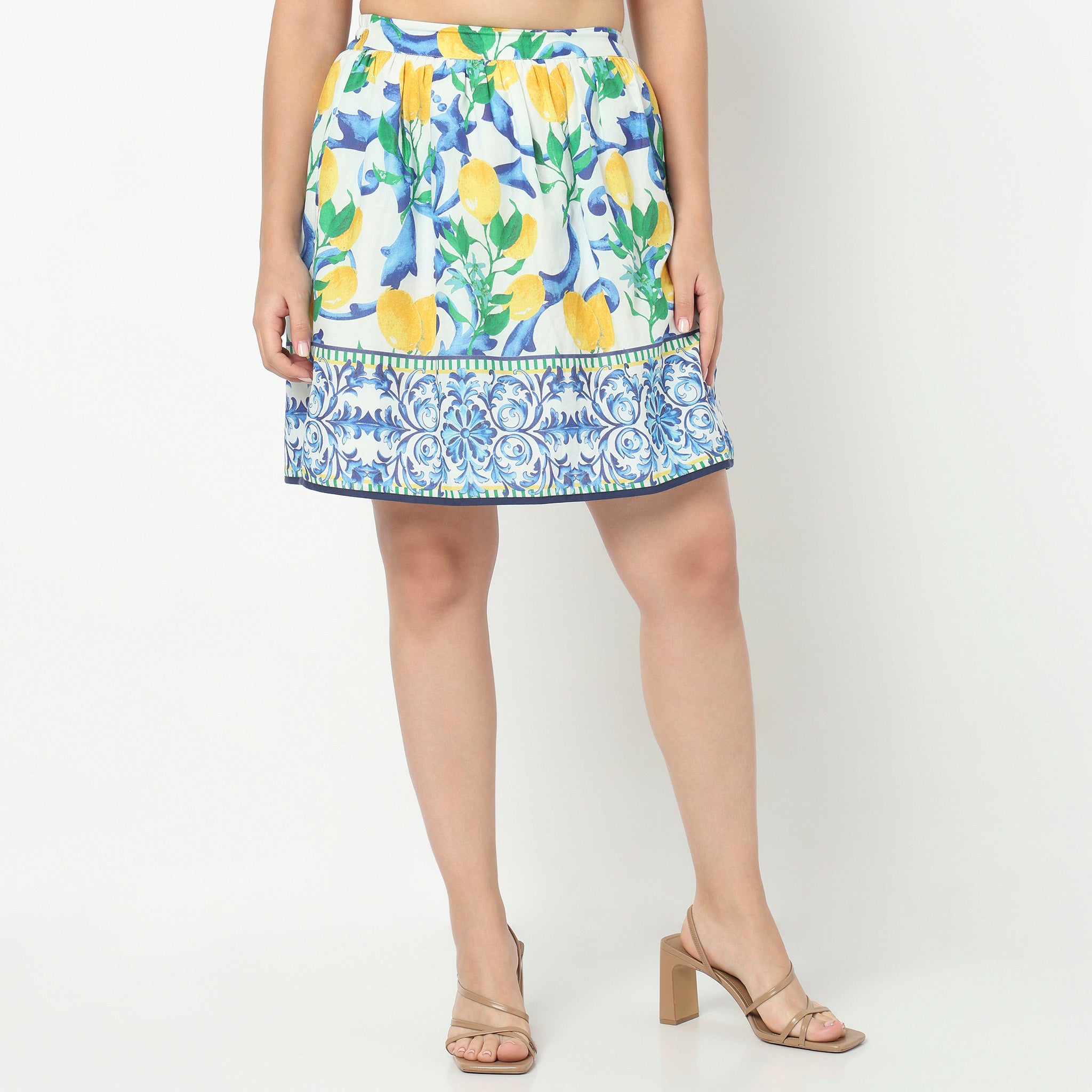 Printed Flared High Rise Skirt
