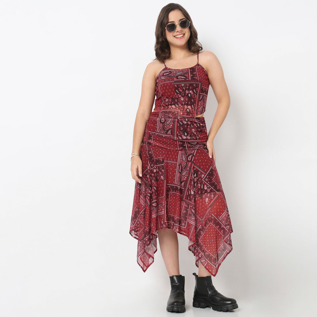 Printed Flared High Rise Skirt