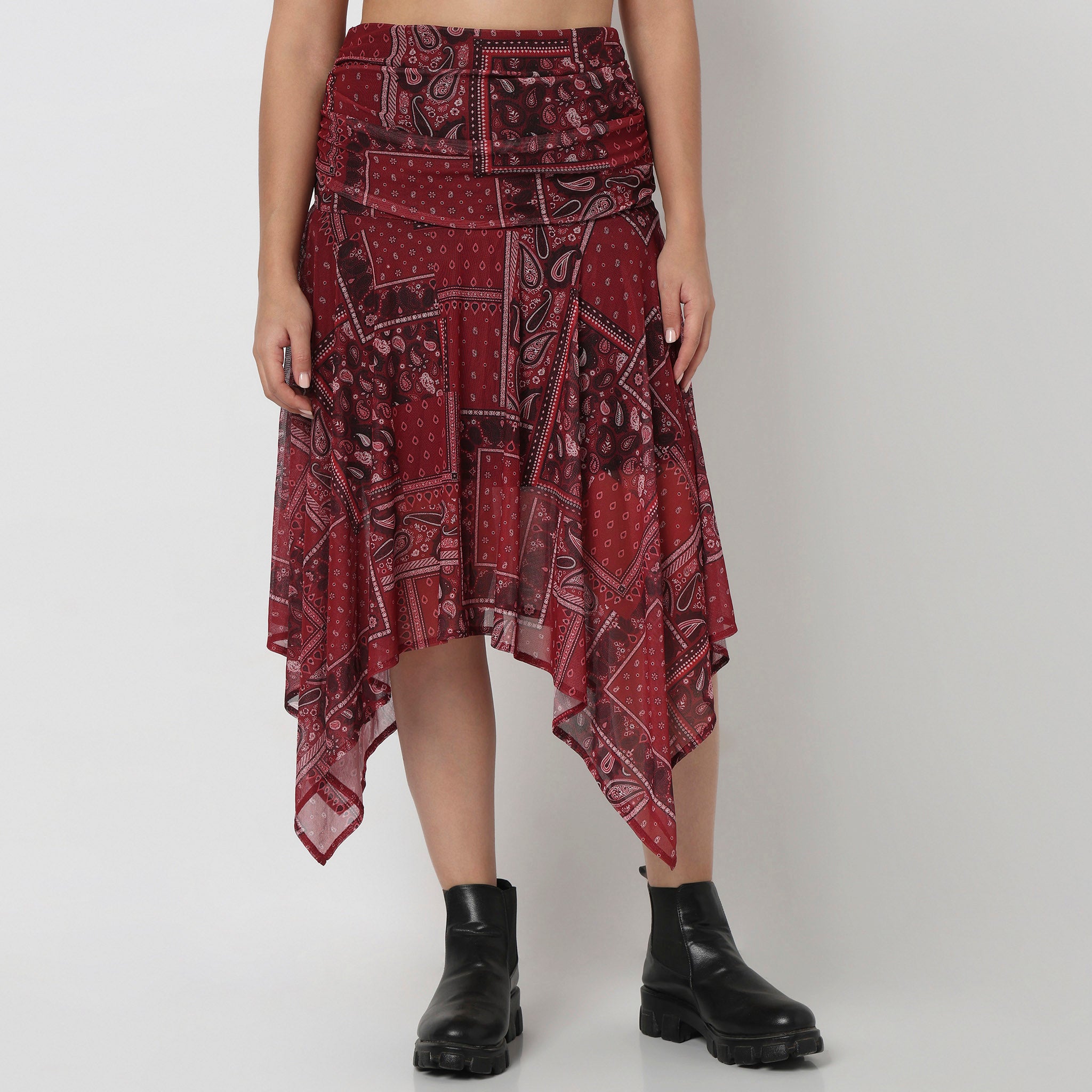 Printed Flared High Rise Skirt