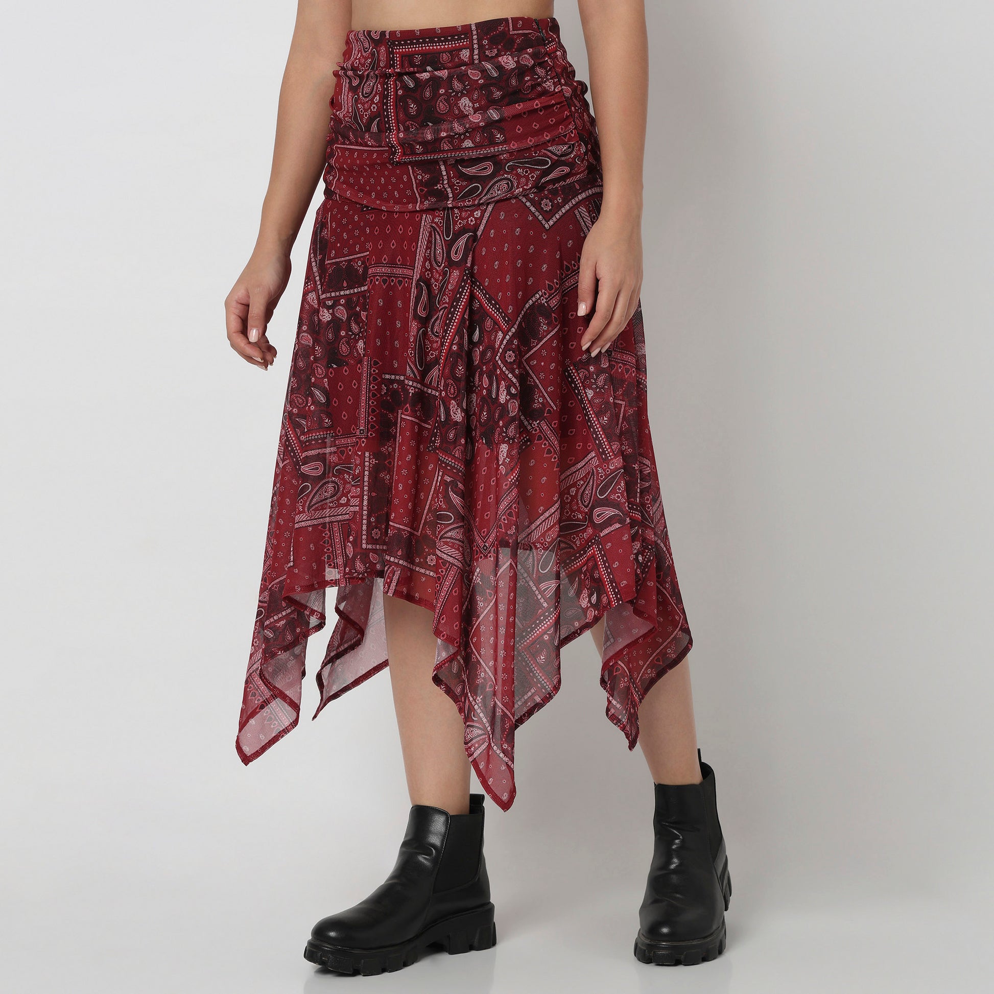 Printed Flared High Rise Skirt
