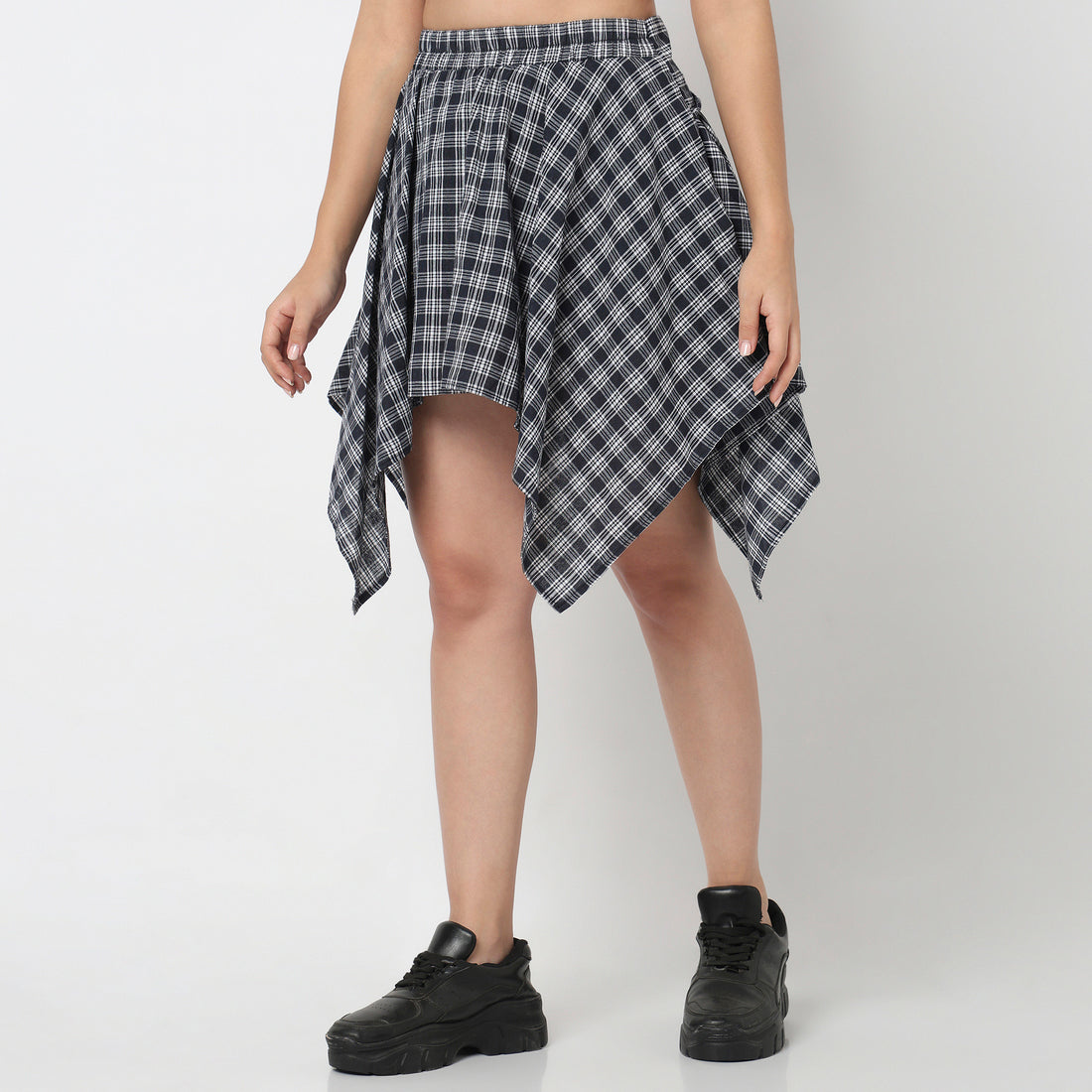 Cotton Pleats High Rise Skirt