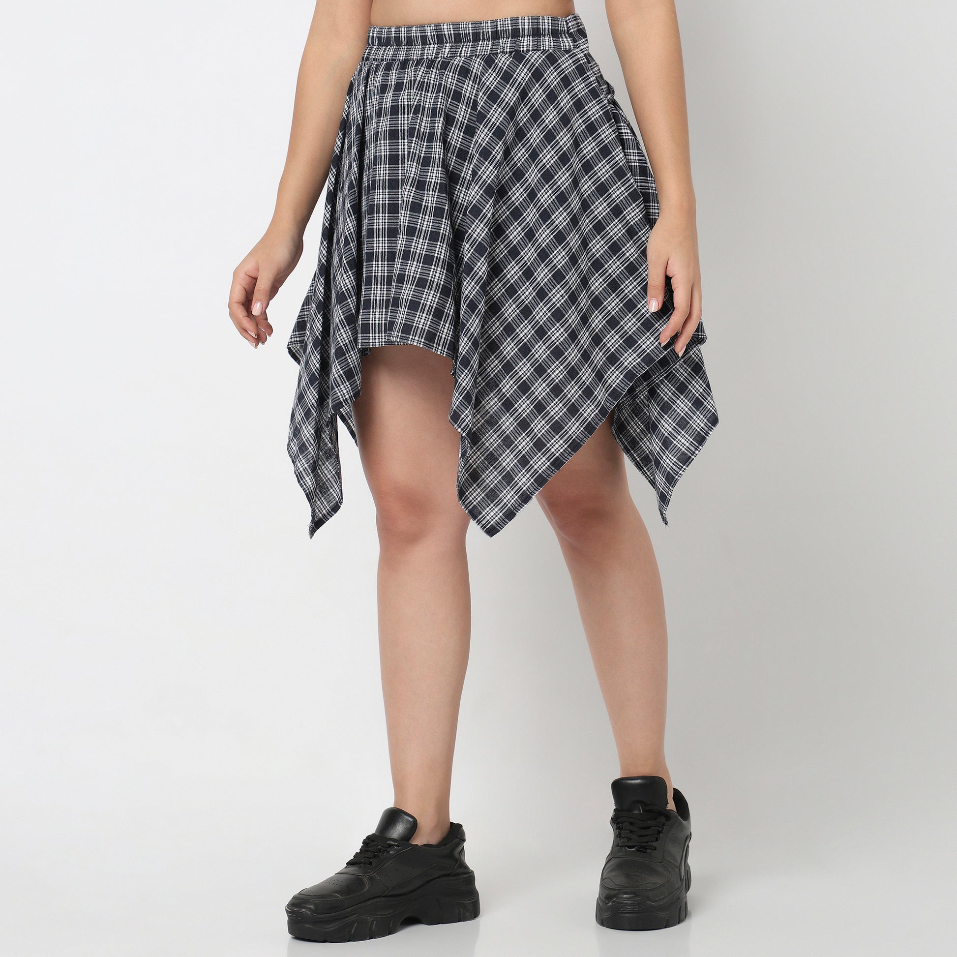 Cotton Pleats High Rise Skirt