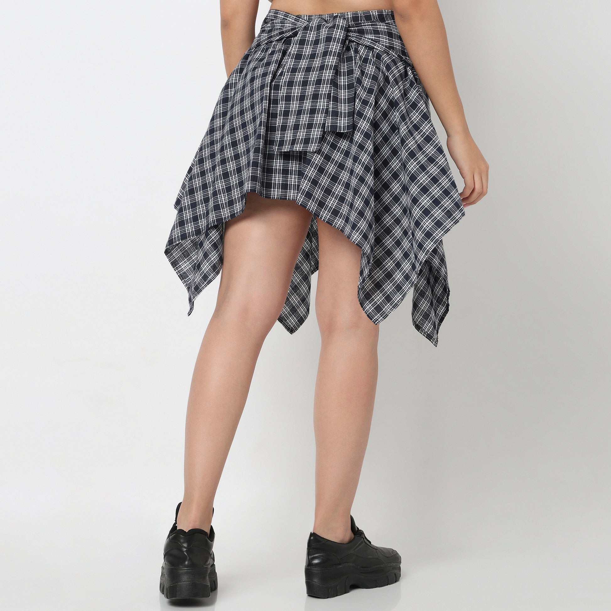 Cotton Pleats High Rise Skirt