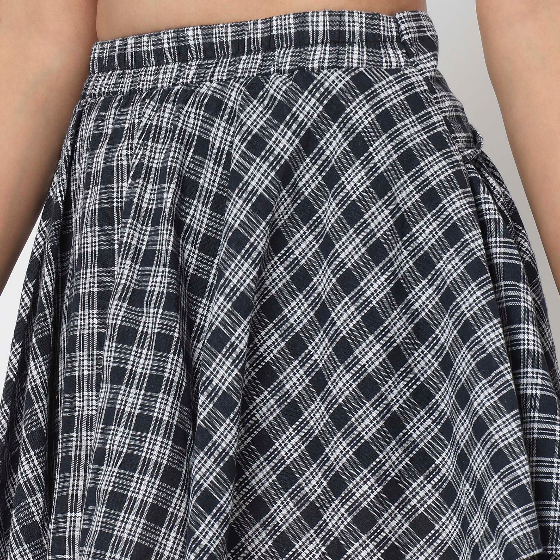 Cotton Pleats High Rise Skirt