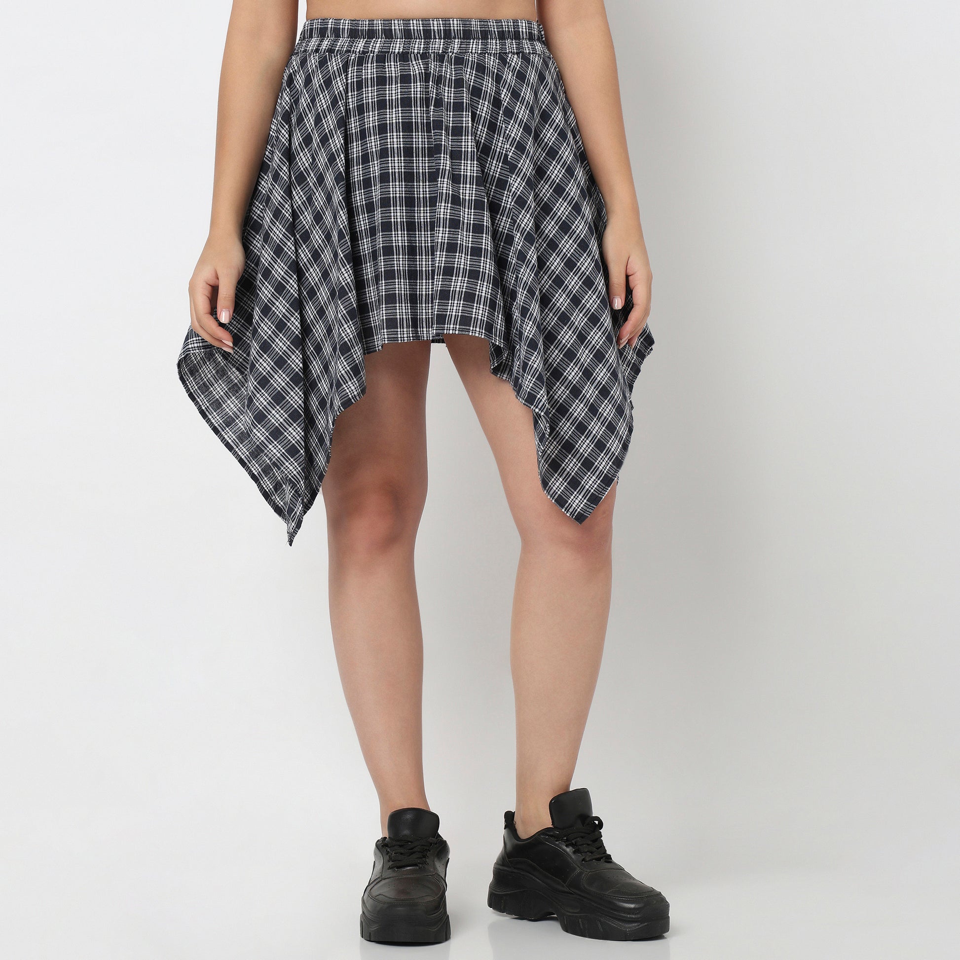 Cotton Pleats High Rise Skirt