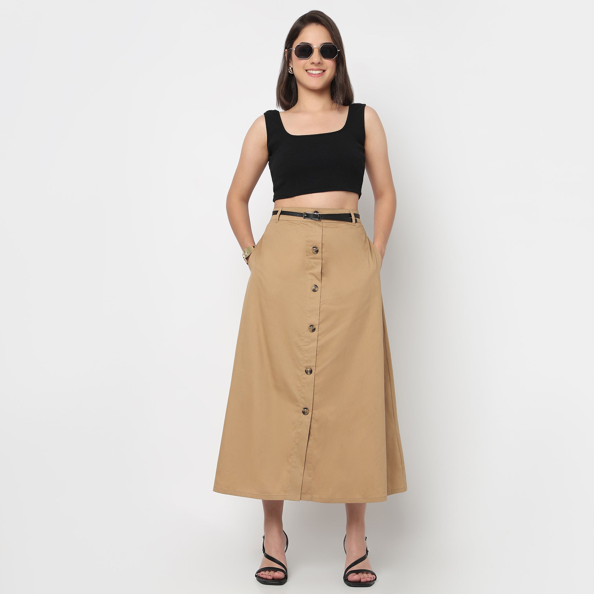 Cotton High Rise Skirt