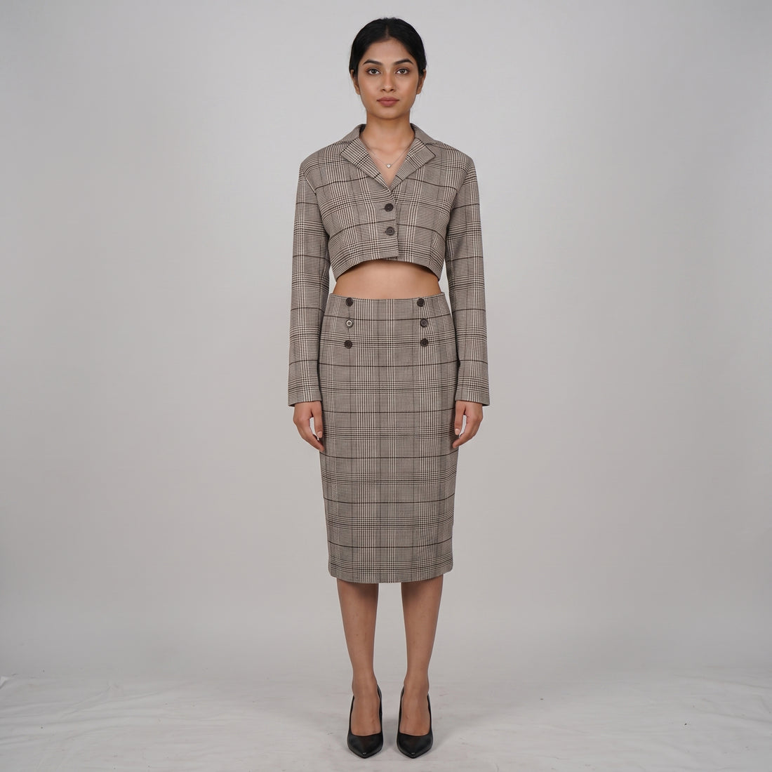 Slim Fit Checkered Skirt
