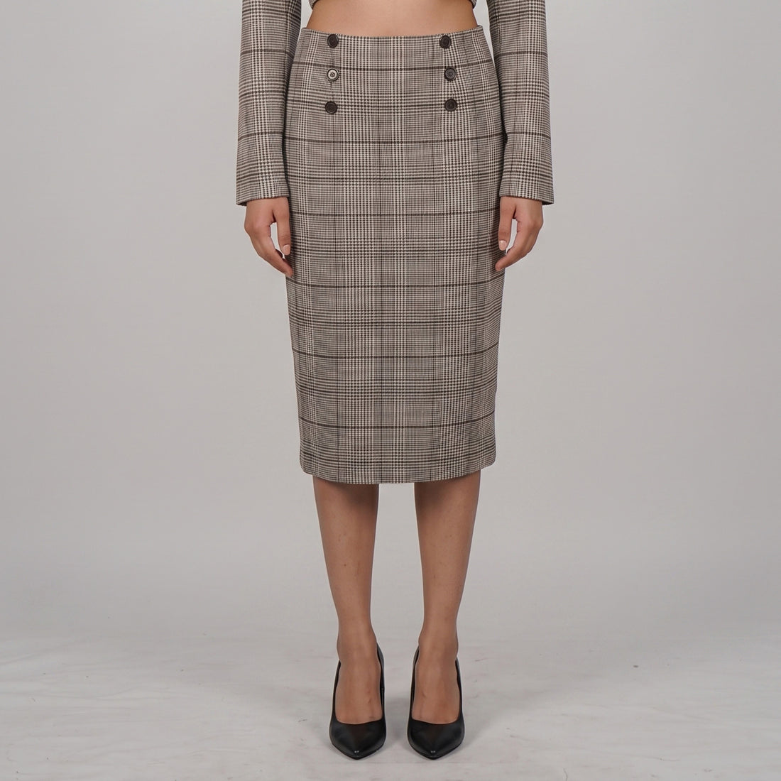 Slim Fit Checkered Skirt