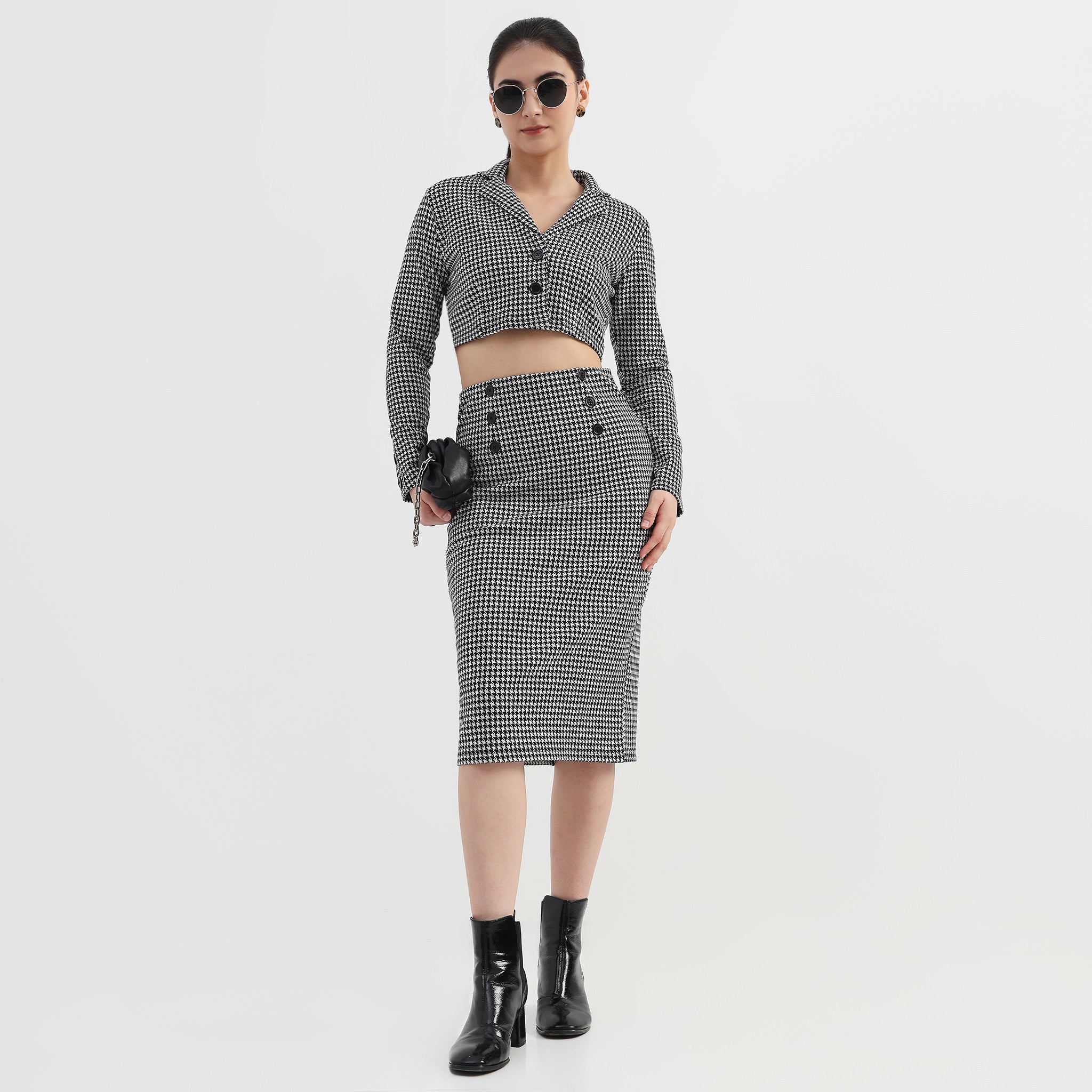 Checkered Slim Fit Skirt