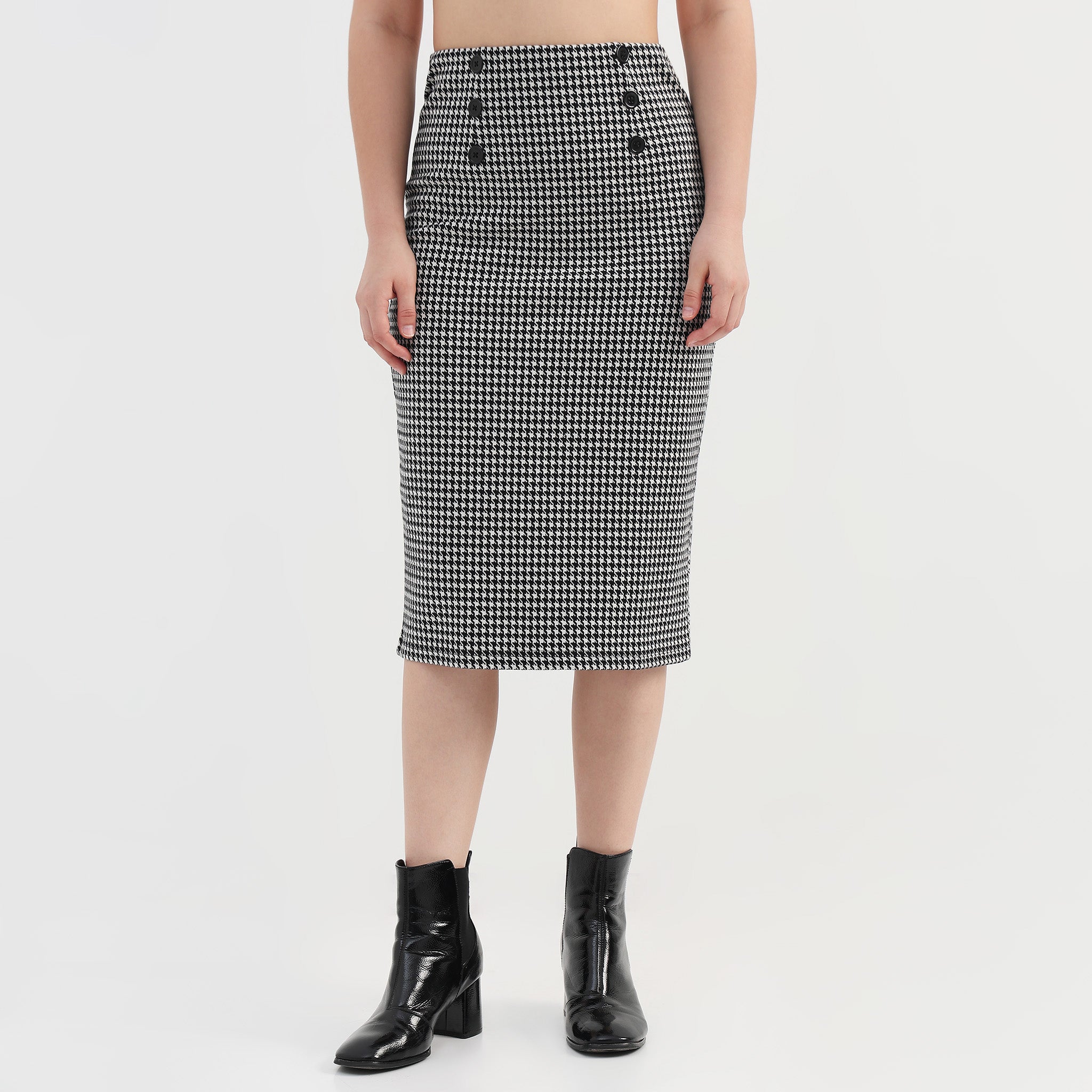Checkered Slim Fit Skirt