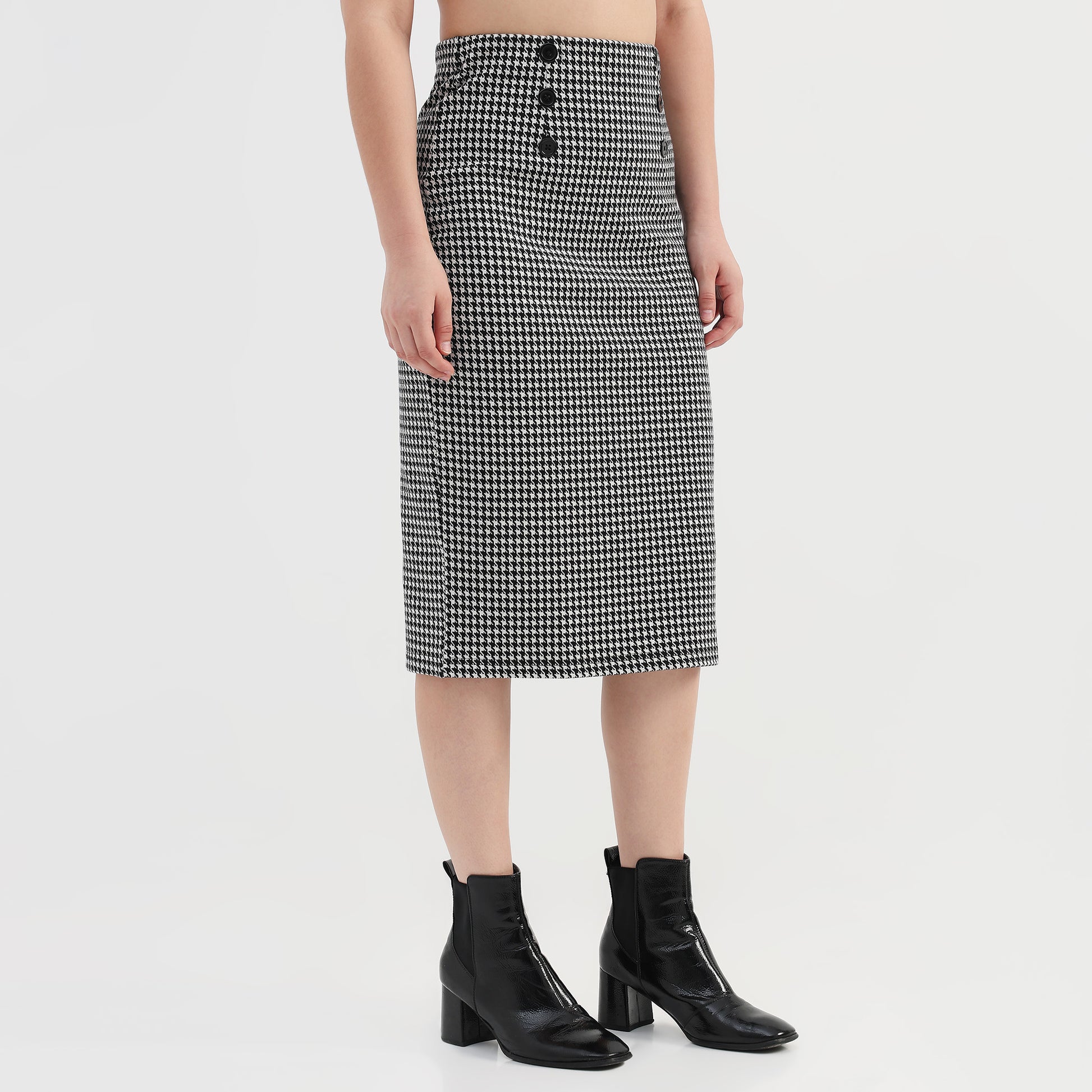 Checkered Slim Fit Skirt