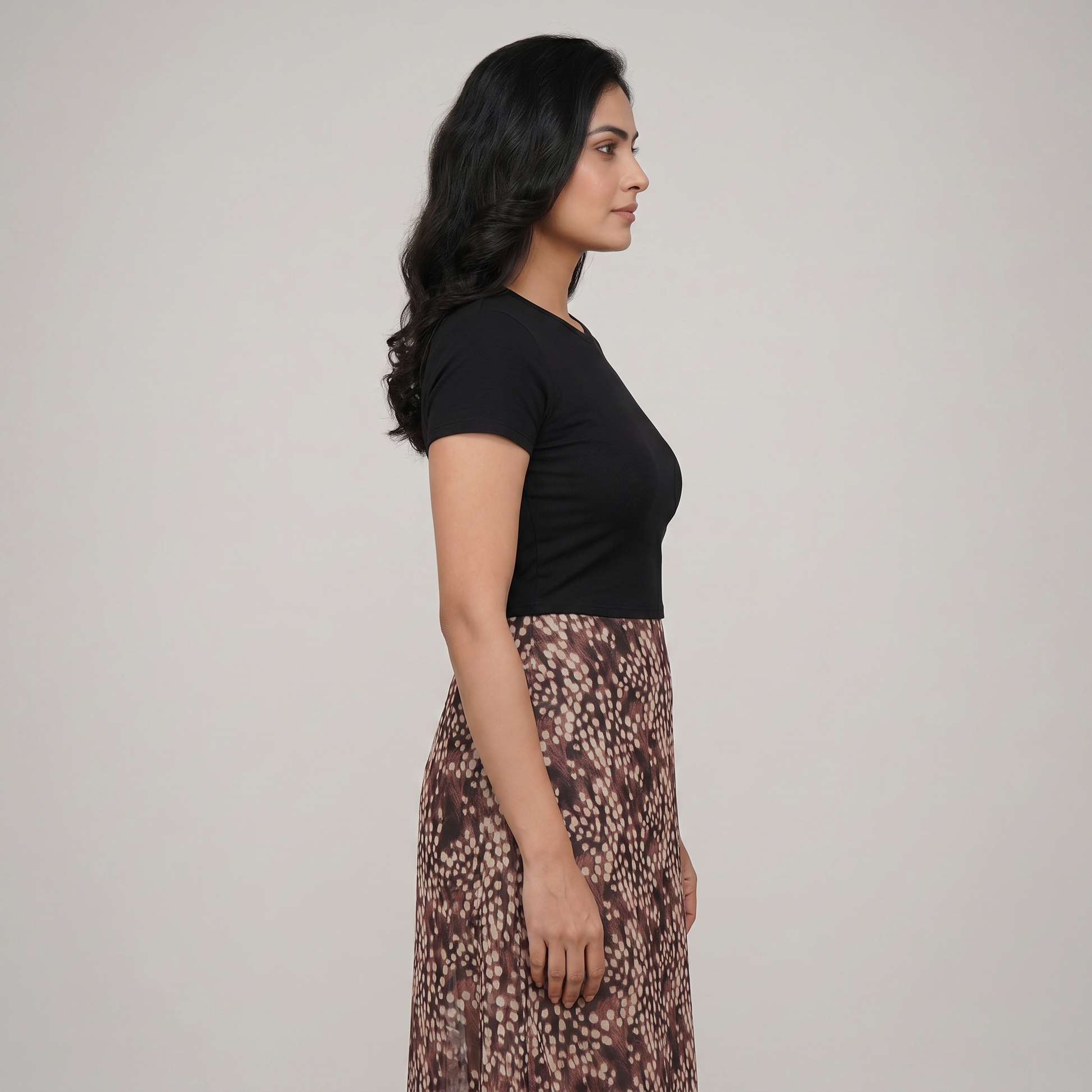 A-Line Printed Flared Skirt