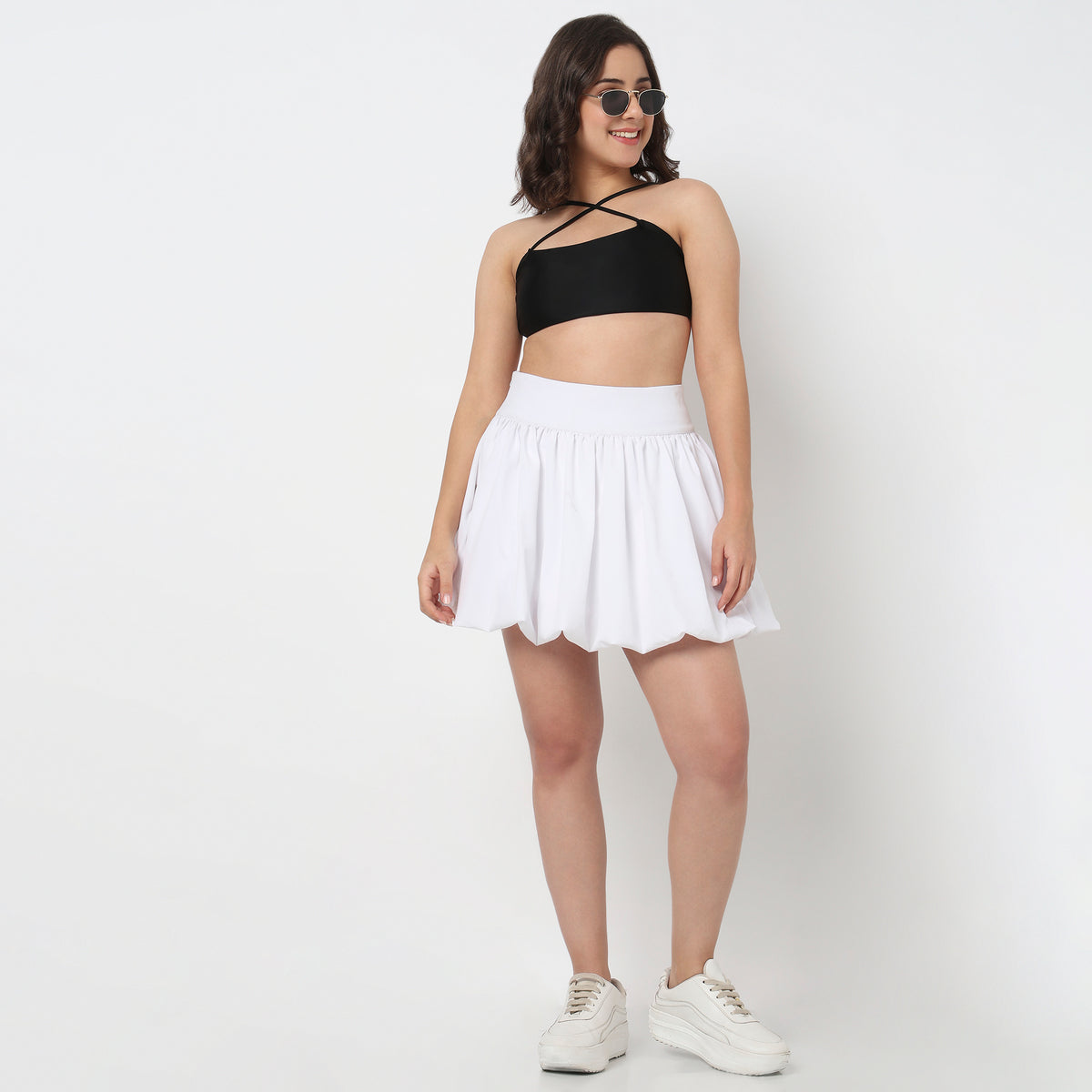 Solid Mid Rise Skirt