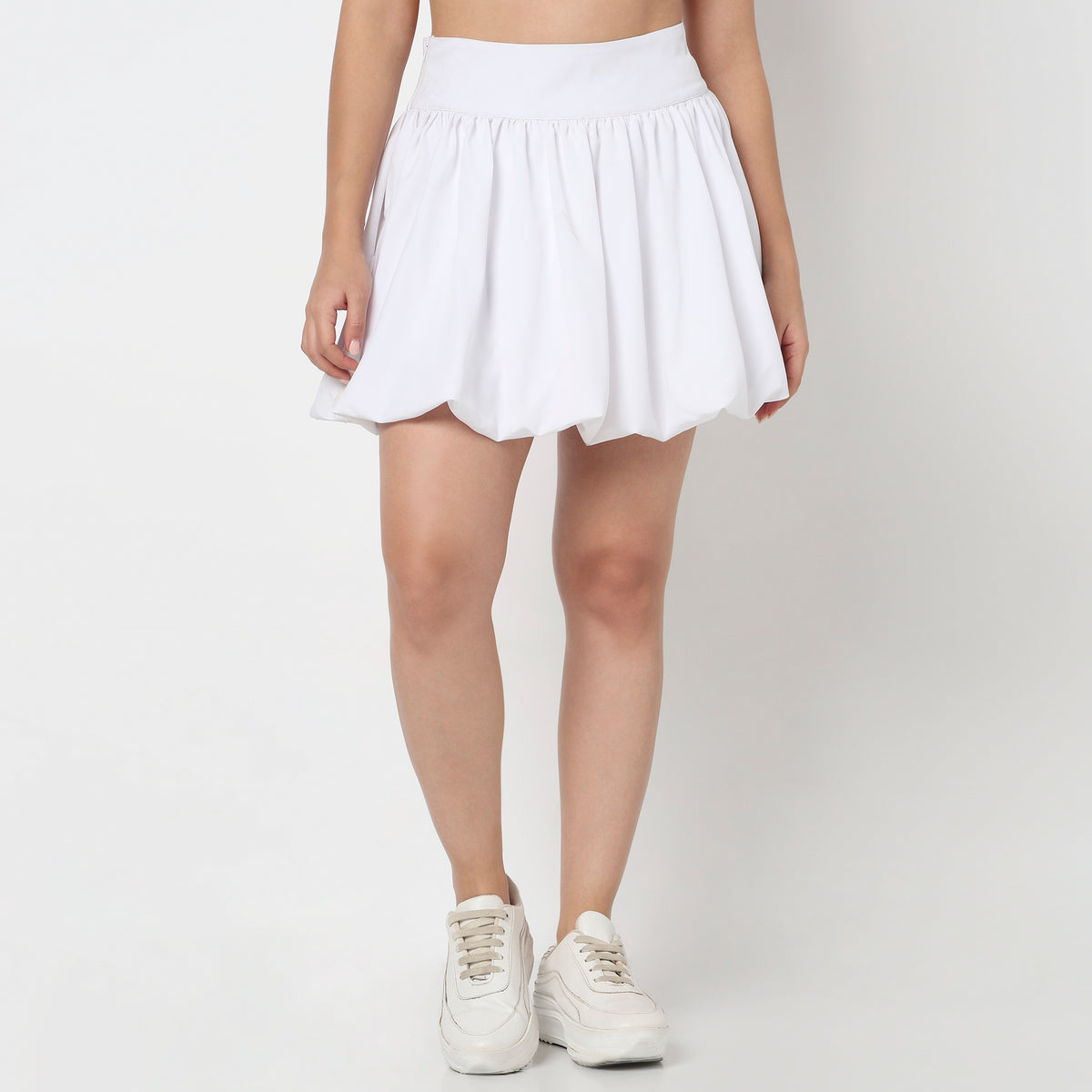 Solid Mid Rise Skirt