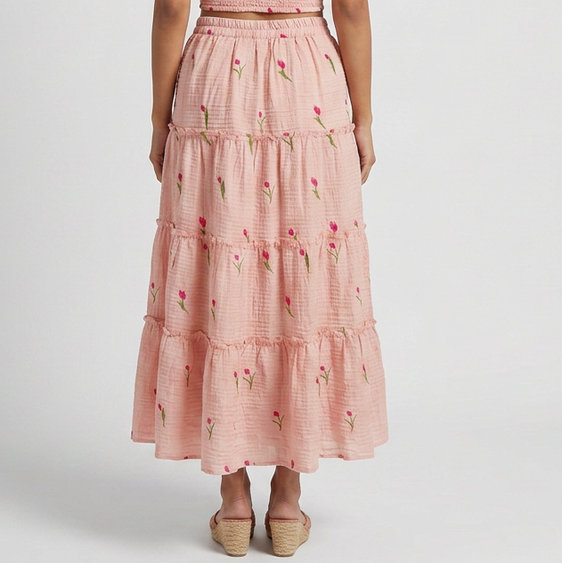Embroidered Flared Skirt