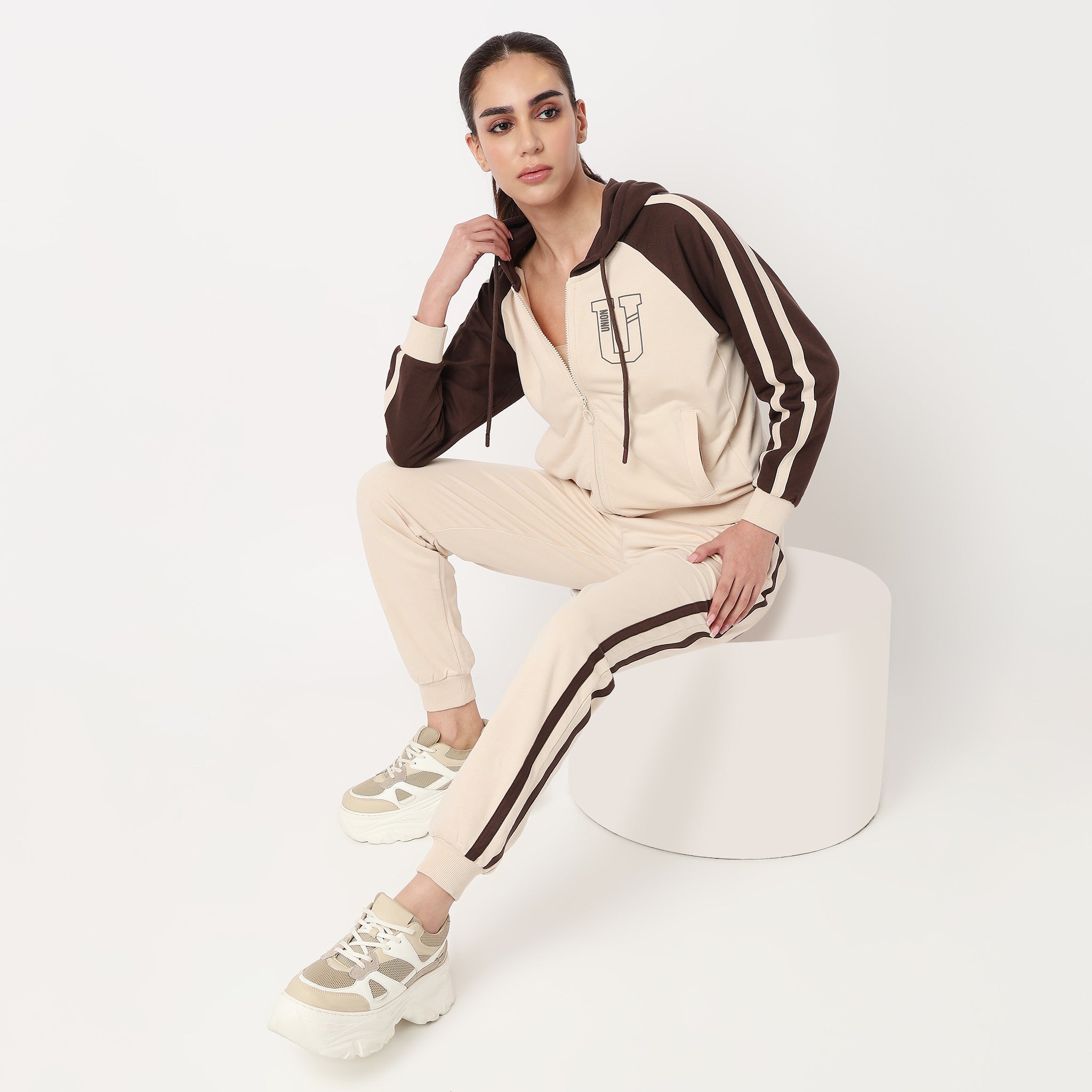 Cotton Sweatshirt With Contrast Sleeves