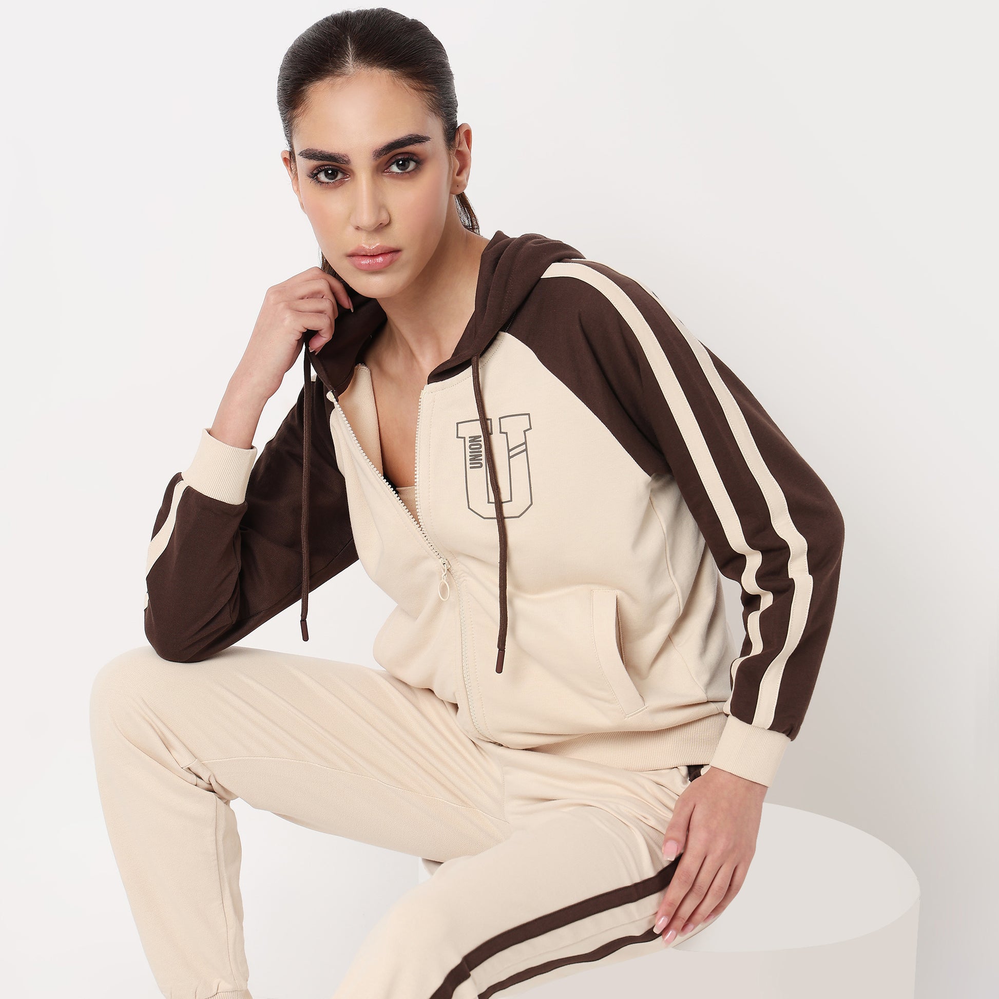 Cotton Sweatshirt With Contrast Sleeves