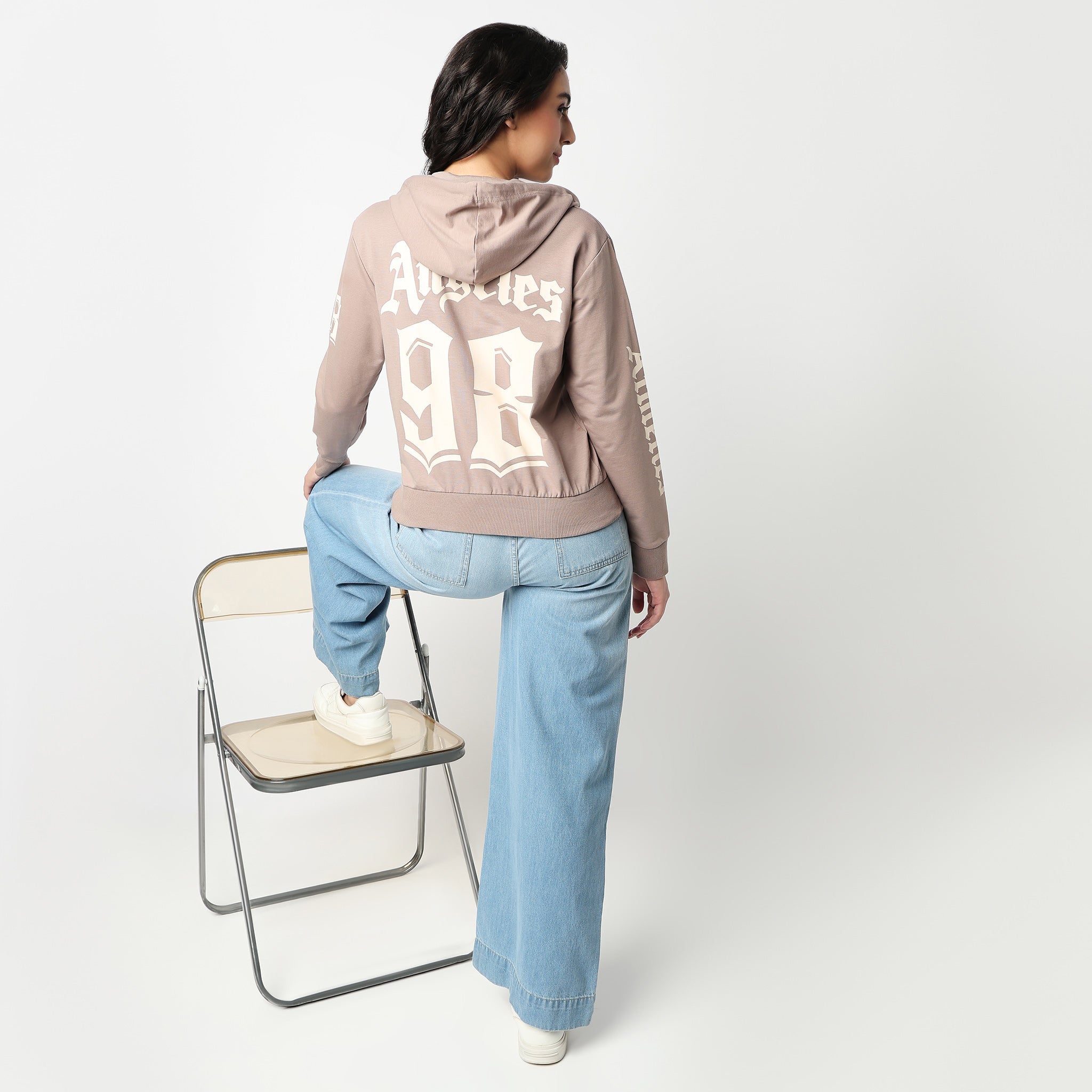 Oversize Sweatshirt With Graphic Print On Chest And Sleeve