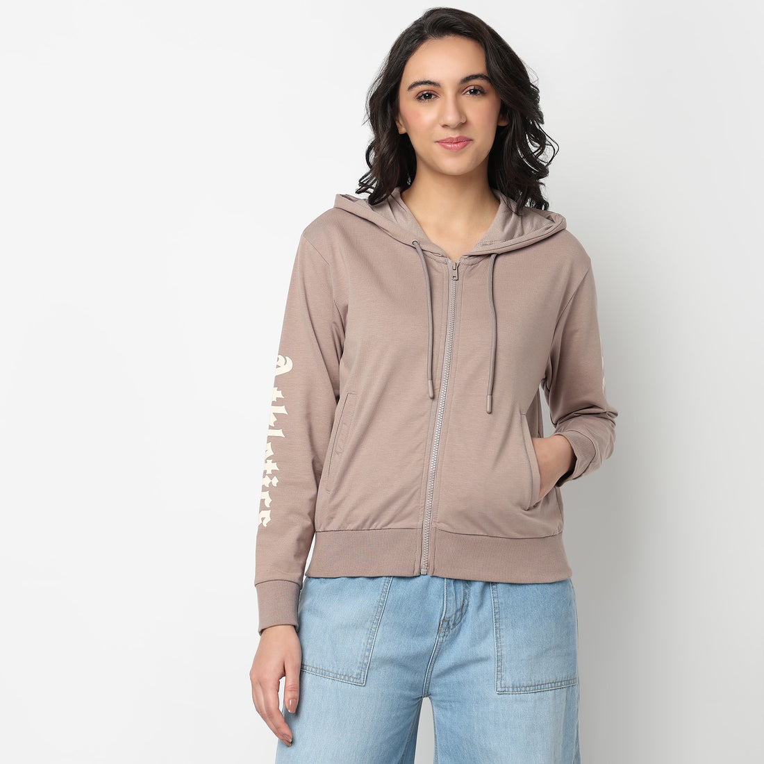 Oversize Sweatshirt With Graphic Print On Chest And Sleeve
