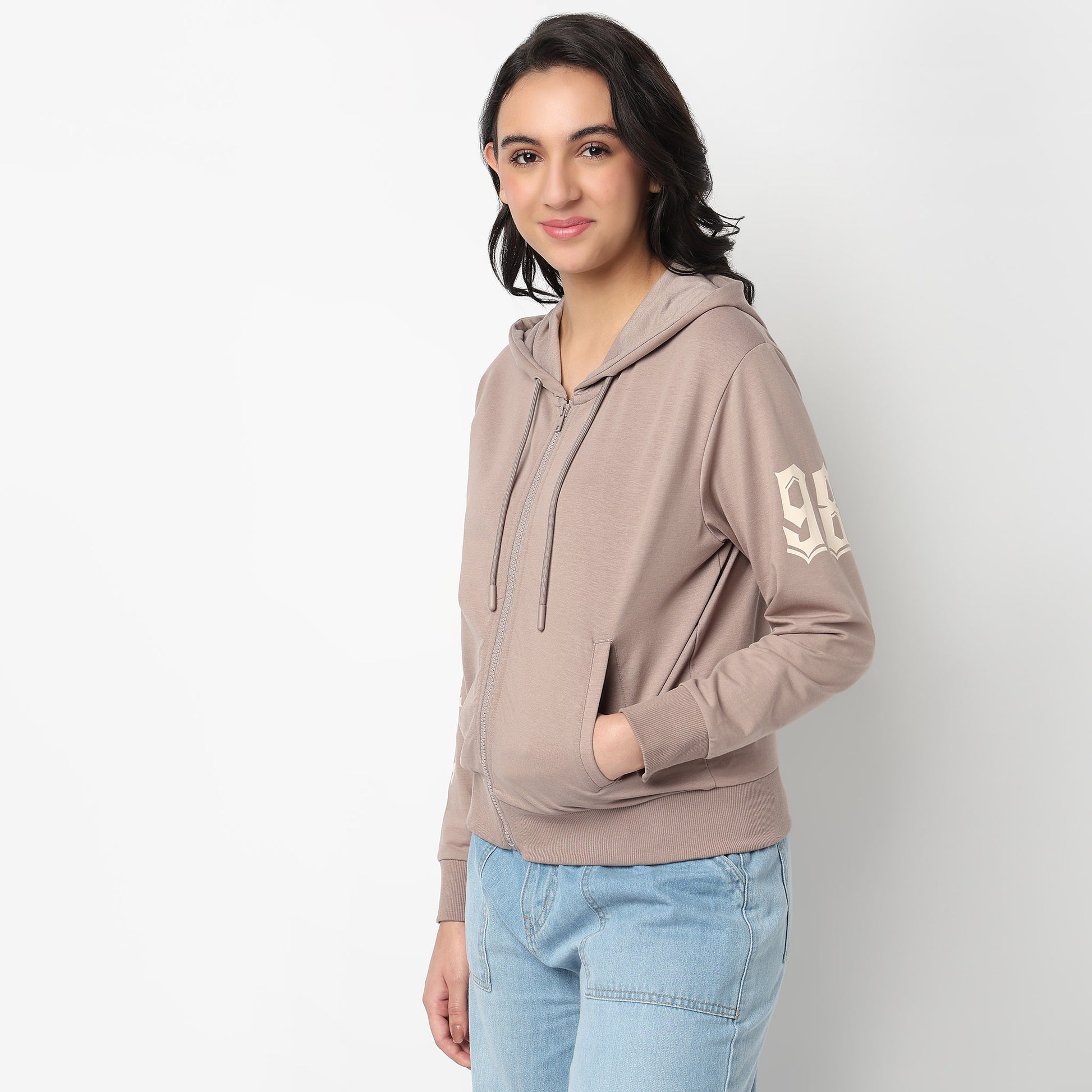 Oversize Sweatshirt With Graphic Print On Chest And Sleeve