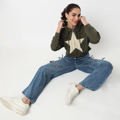 Cotton Sweatshirt With Applique Work