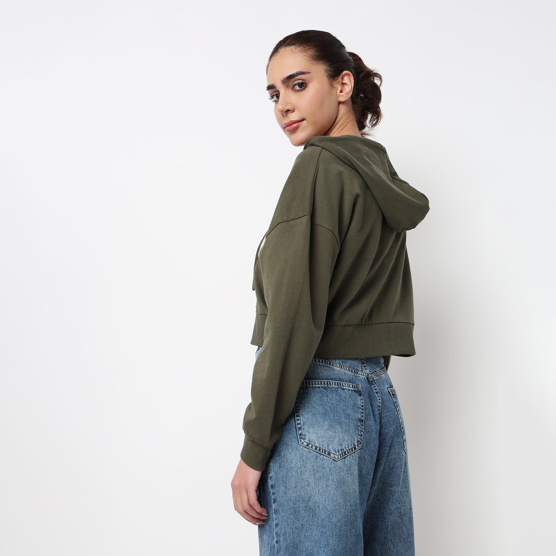 Cotton Sweatshirt With Applique Work