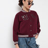 Graphic Band Collar Varsity Sweatshirt
