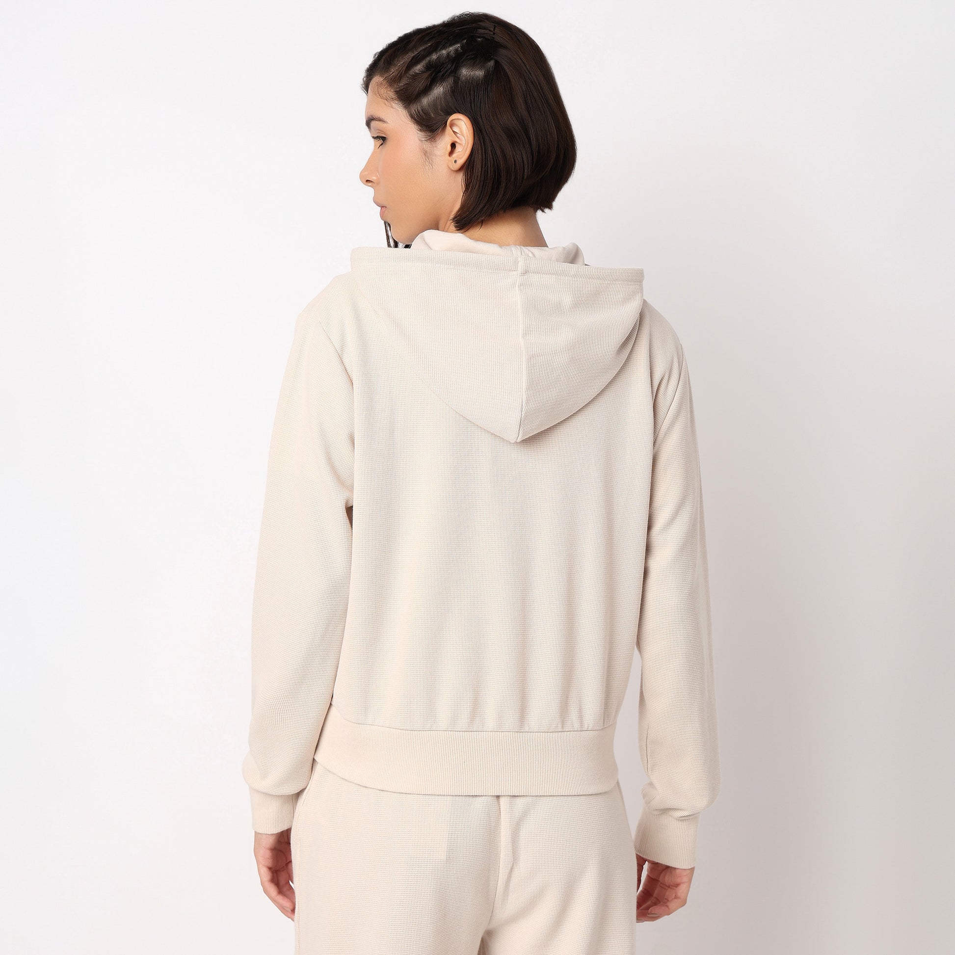 Solid Sweatshirt With Front Zipper Opening
