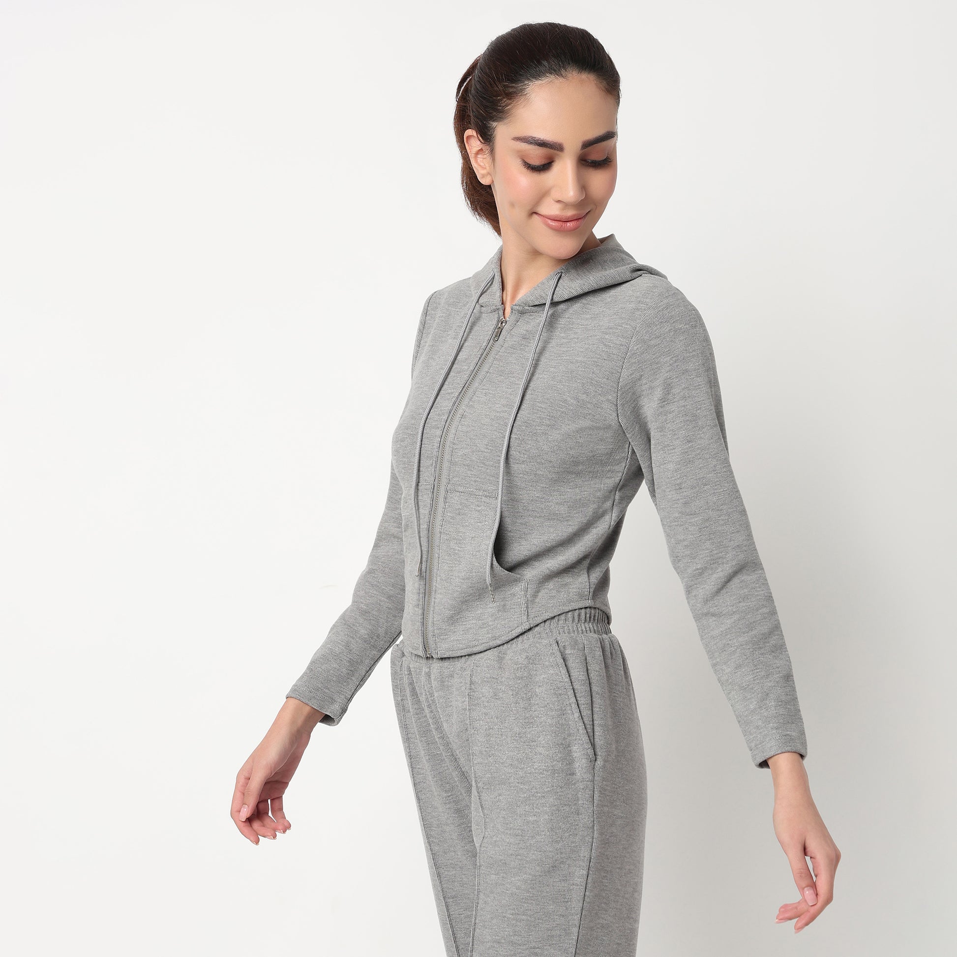 Solid Cropped Sweatshirt