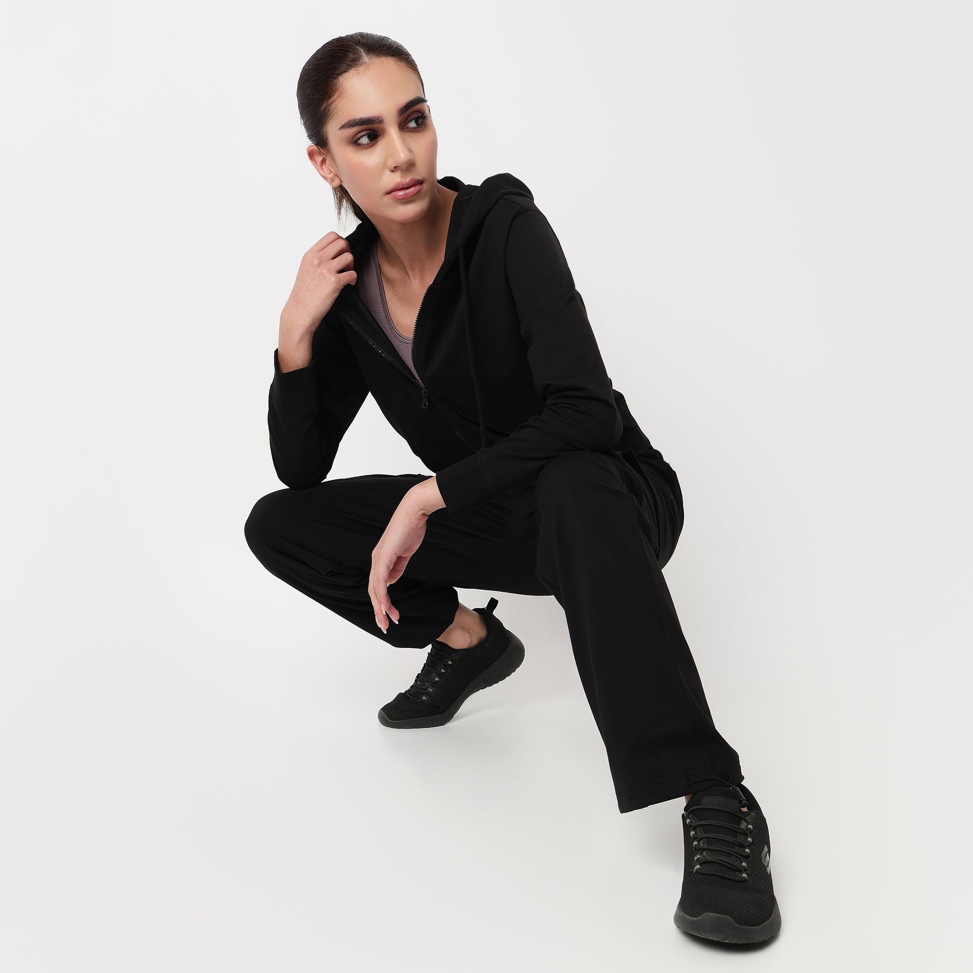 Solid Sweatshirt With Front Zipper