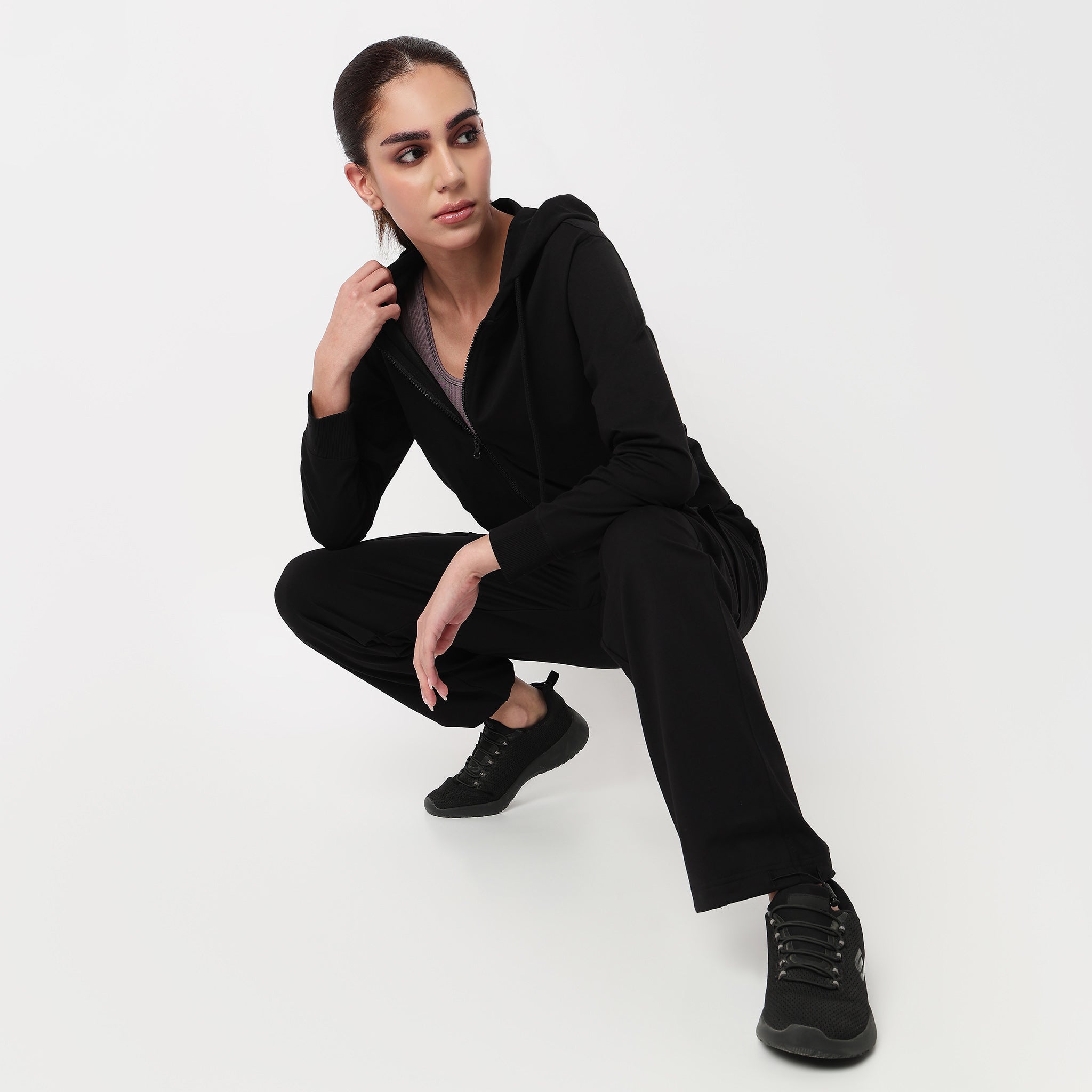 Solid Sweatshirt With Front Zipper