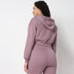 Hoodie Cord Crop Sweatshirt With Kangaroo Pockets