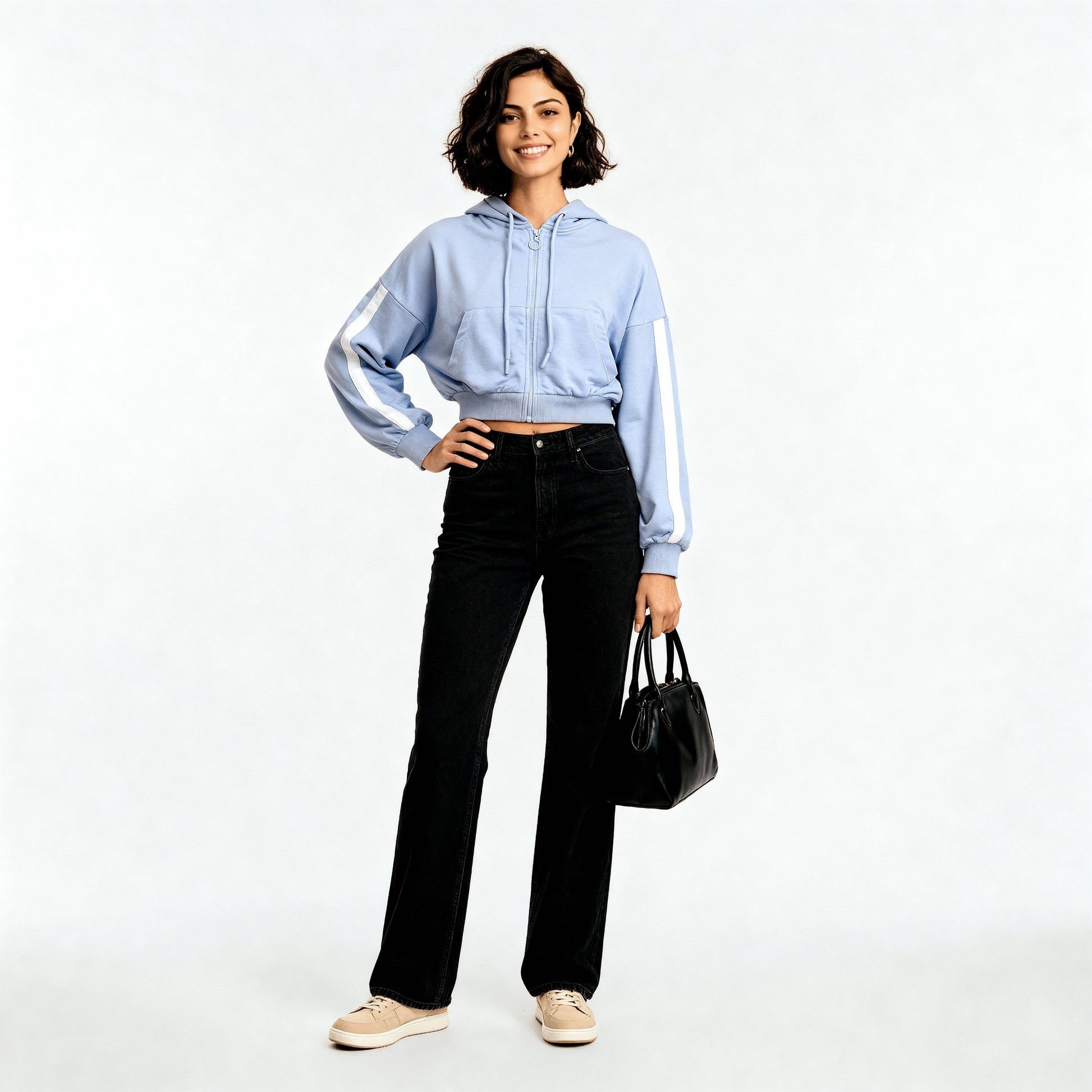 Cotton Oversize Sweatshirt With Front Zipper